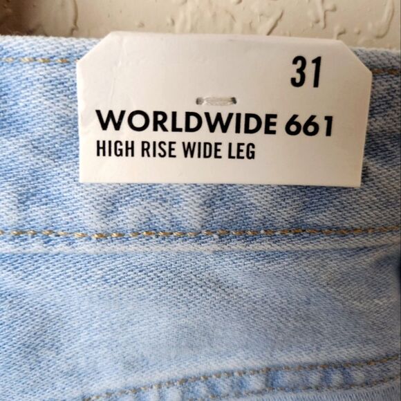 Wrangler Worldwide 661 High Rise Wide Leg Light Wash Blue Denim Size 31 New - Picture 10 of 11